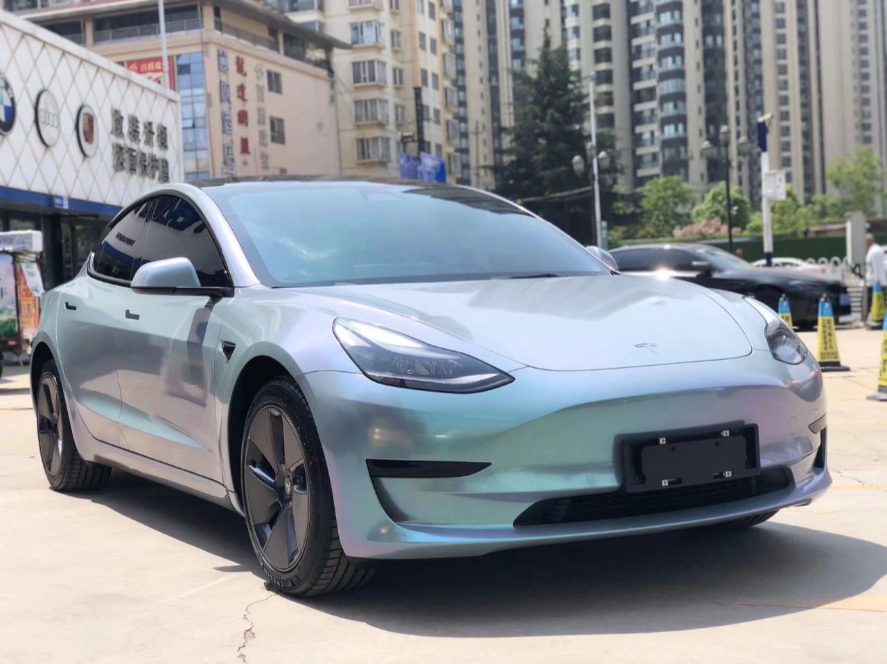 Mallcas™ Glossy Diamond Grey Blue Vinyl Wrap