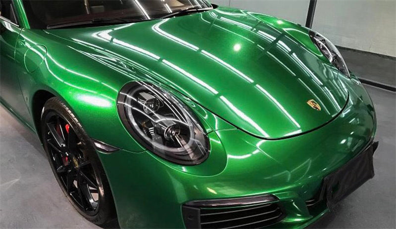 Mallcas™ Glossy Metallic Magic Flame Green Vinyl Wrap (PET Liner)