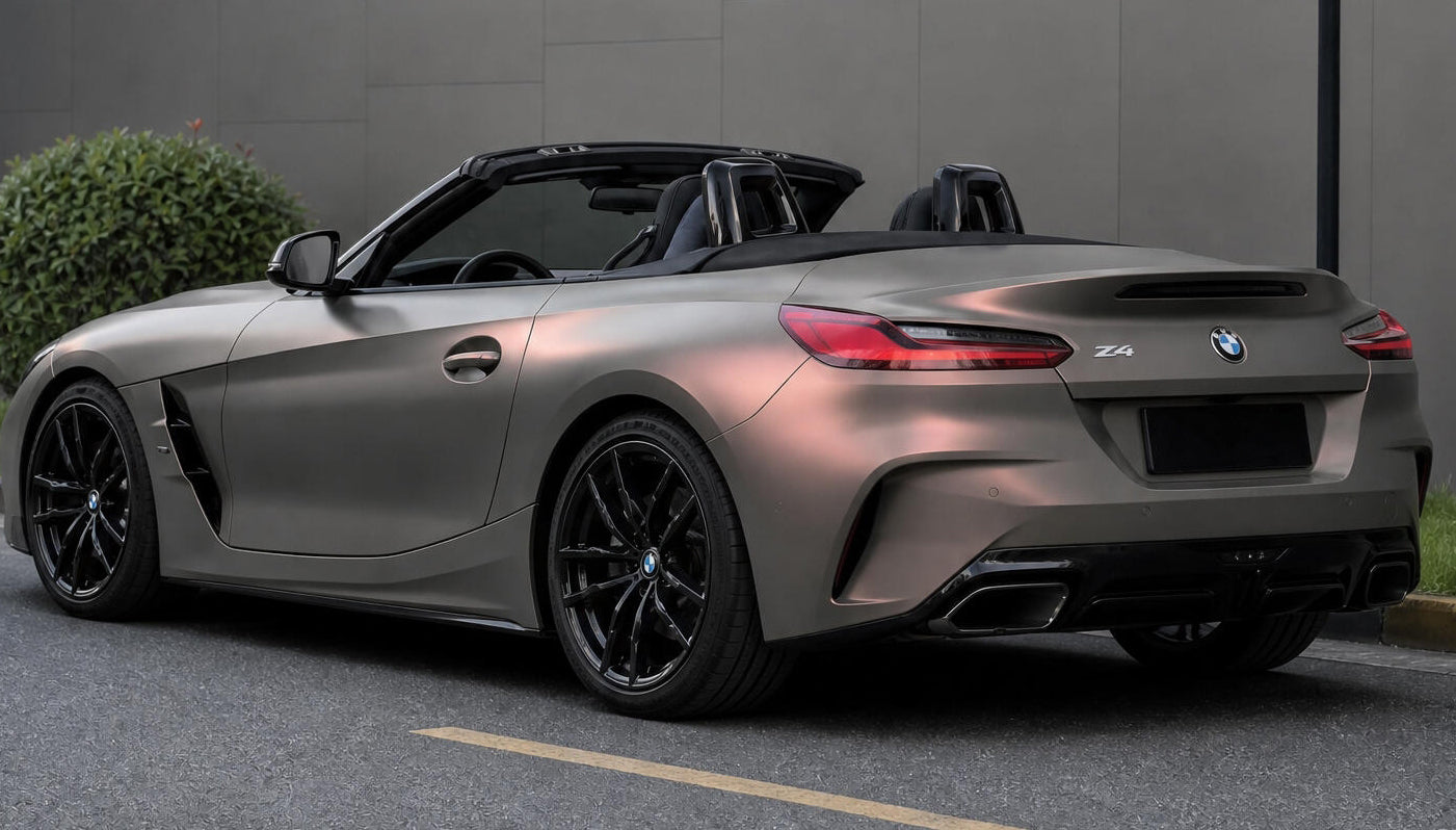 Mallcas™ Matte Technology Gray Orange Vinyl Wrap (PET Liner)