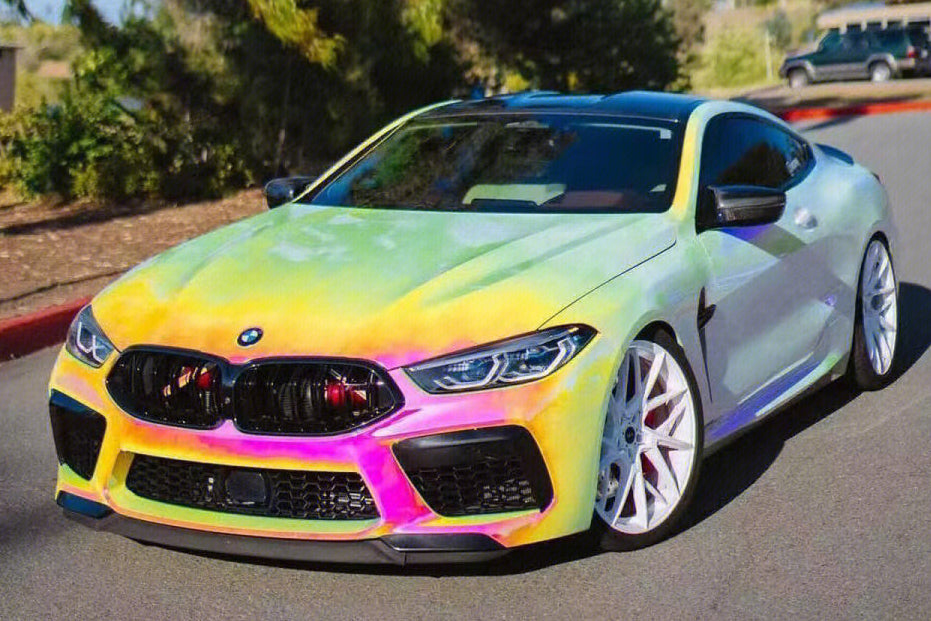 Mallcas™ Glossy Rainbow Chrome Pink Vinyl Wrap (PET Liner)