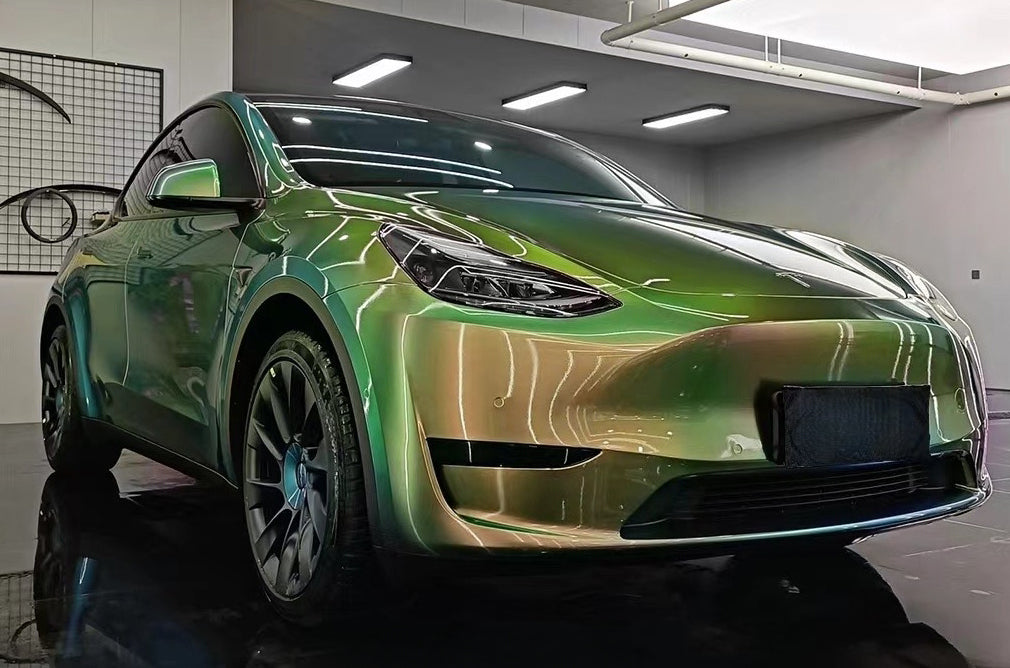 Mallcas™ Ultra Gloss Chamelelon Brown Golden Green Vinyl Wrap (PET Liner)