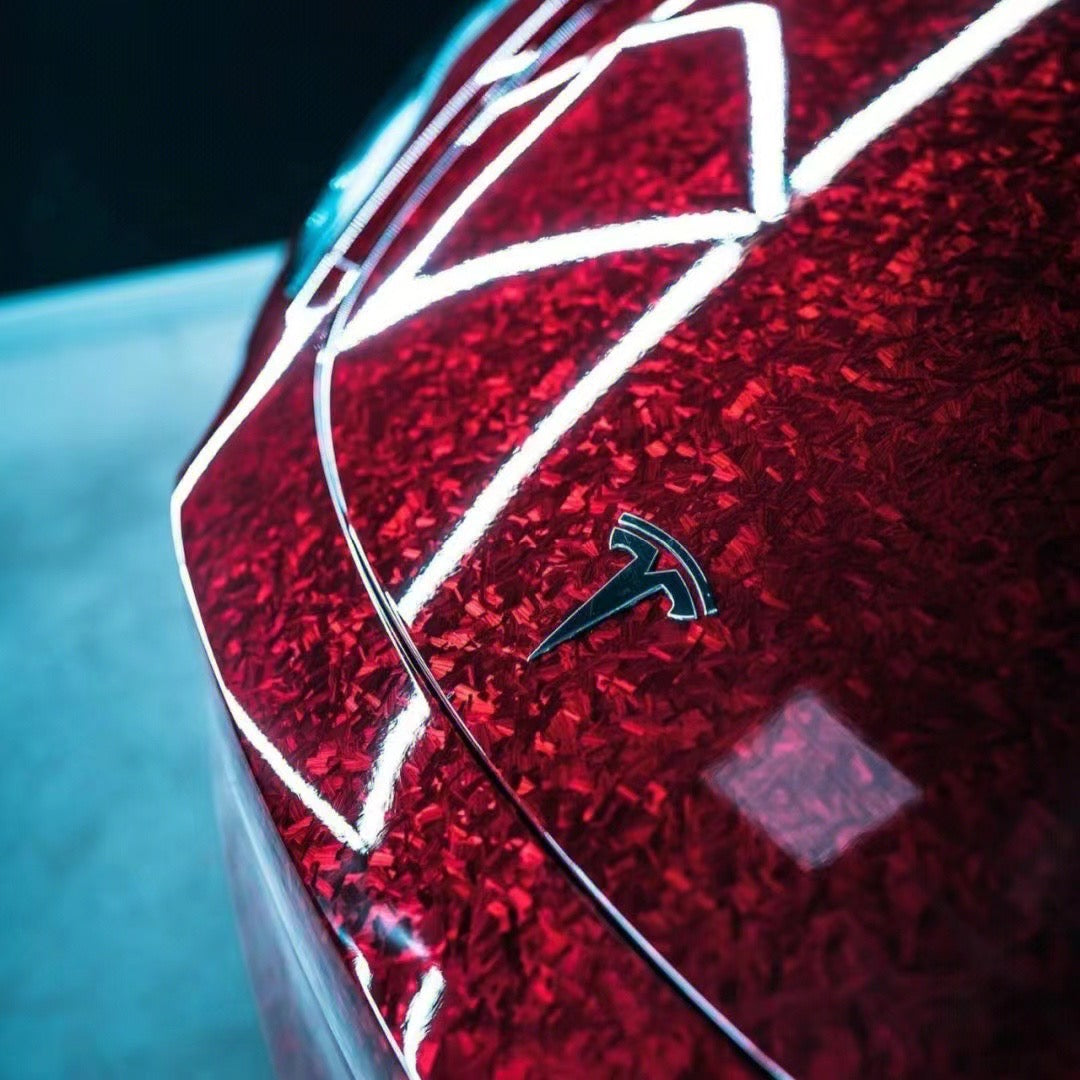 Mallcas™ Glossy Forging Carbon Red Vinyl Wrap (PET Liner)