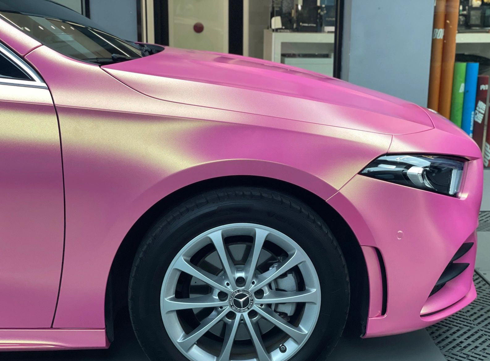 Mallcas™ Matte Diamond Gold Pink Vinyl Wrap