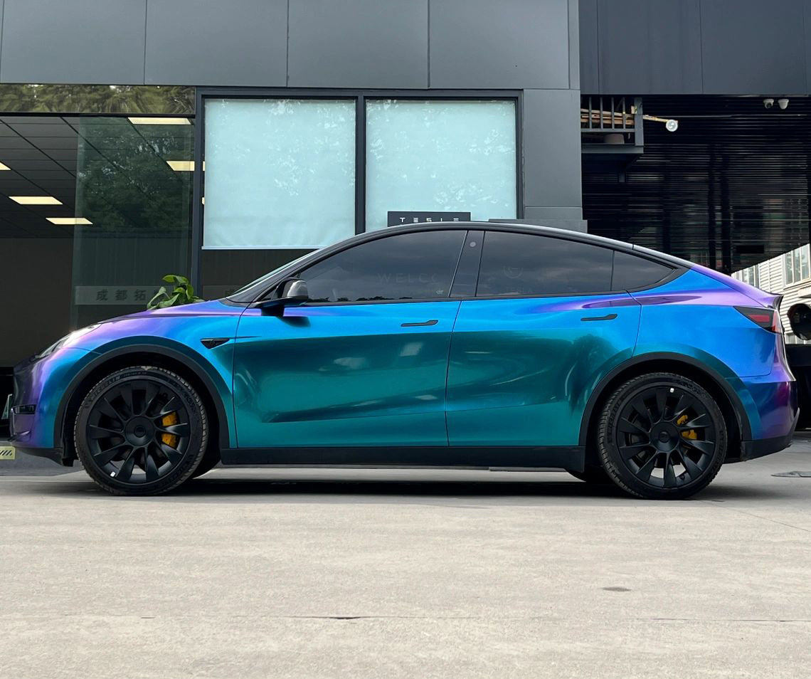 Mallcas™ Glossy Diamond Purple Blue Vinyl Wrap (PET Liner)