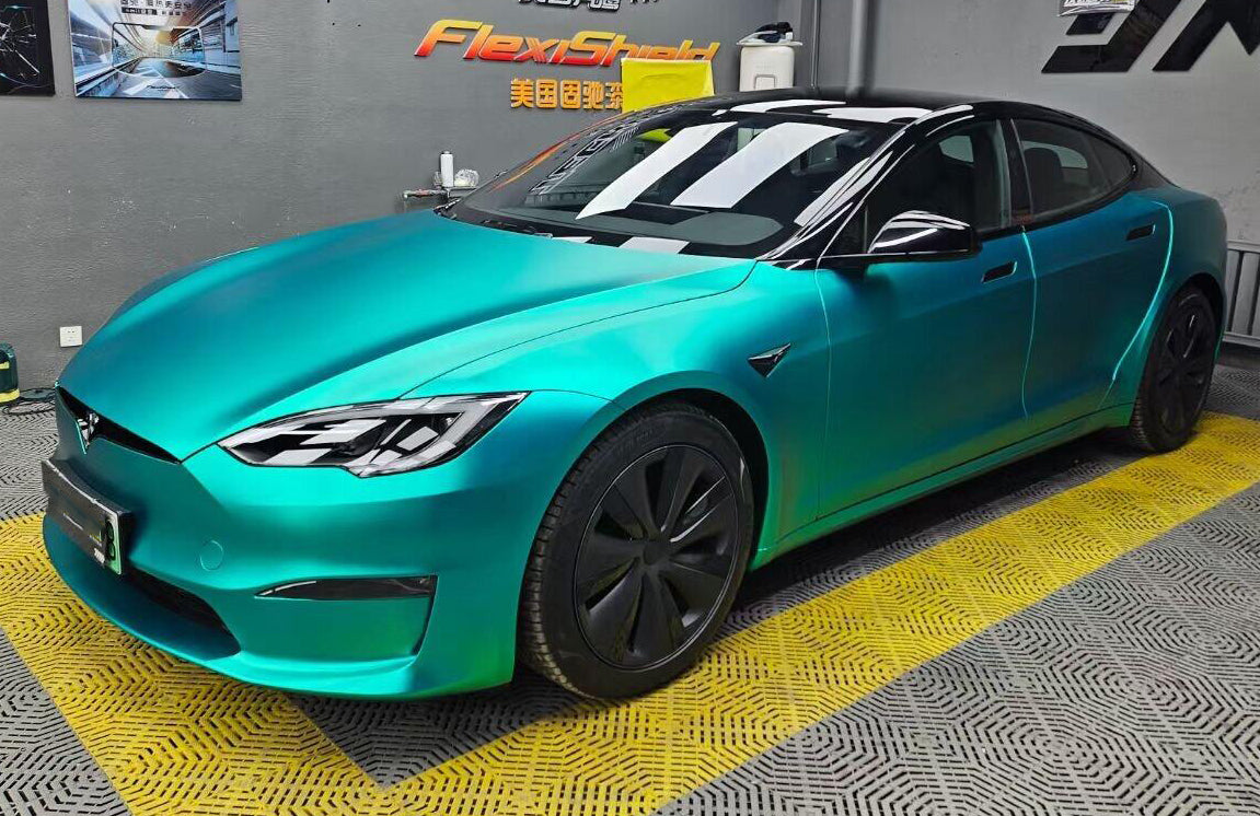 Mallcas™ Satin Chrome Mint Blue Vinyl Wrap (PET Liner)