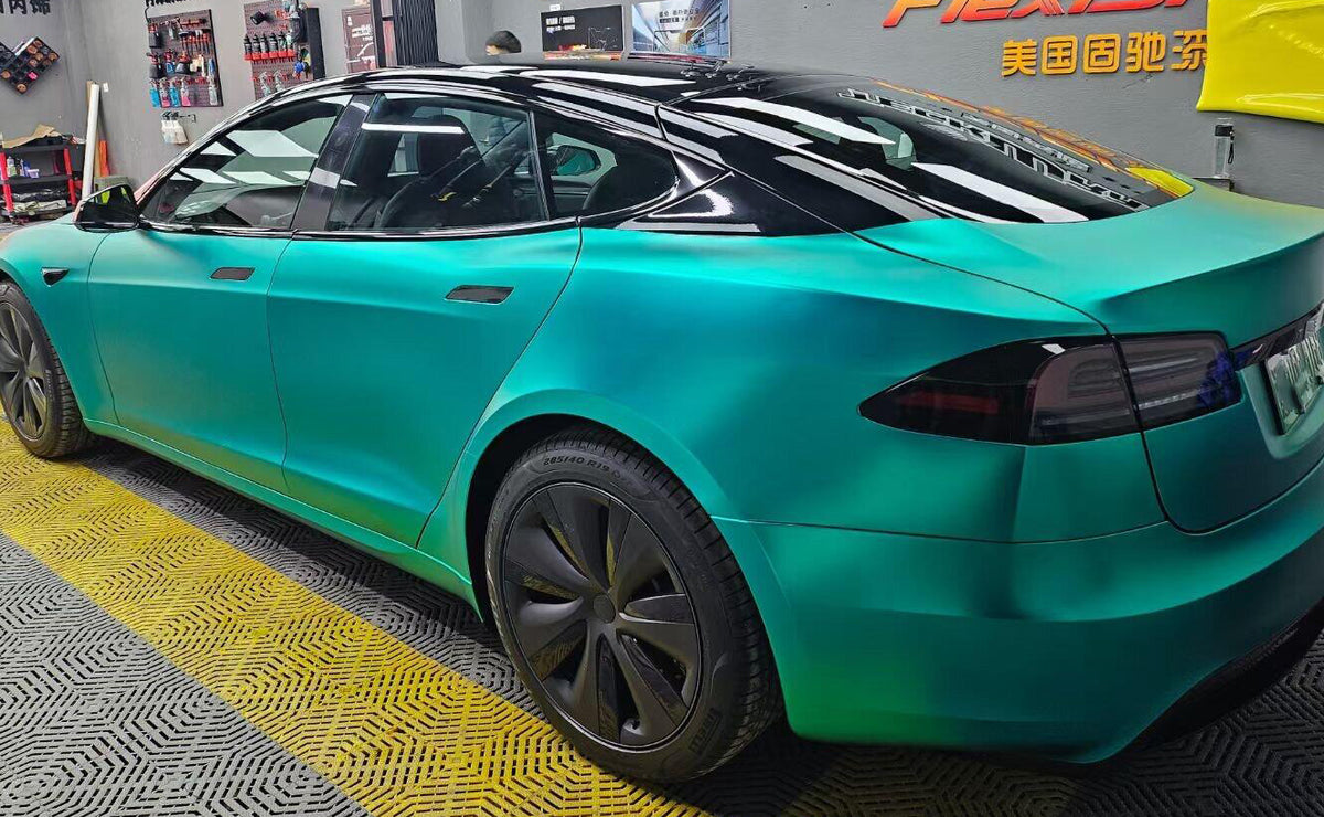 Mallcas™ Satin Chrome Mint Blue Vinyl Wrap (PET Liner)
