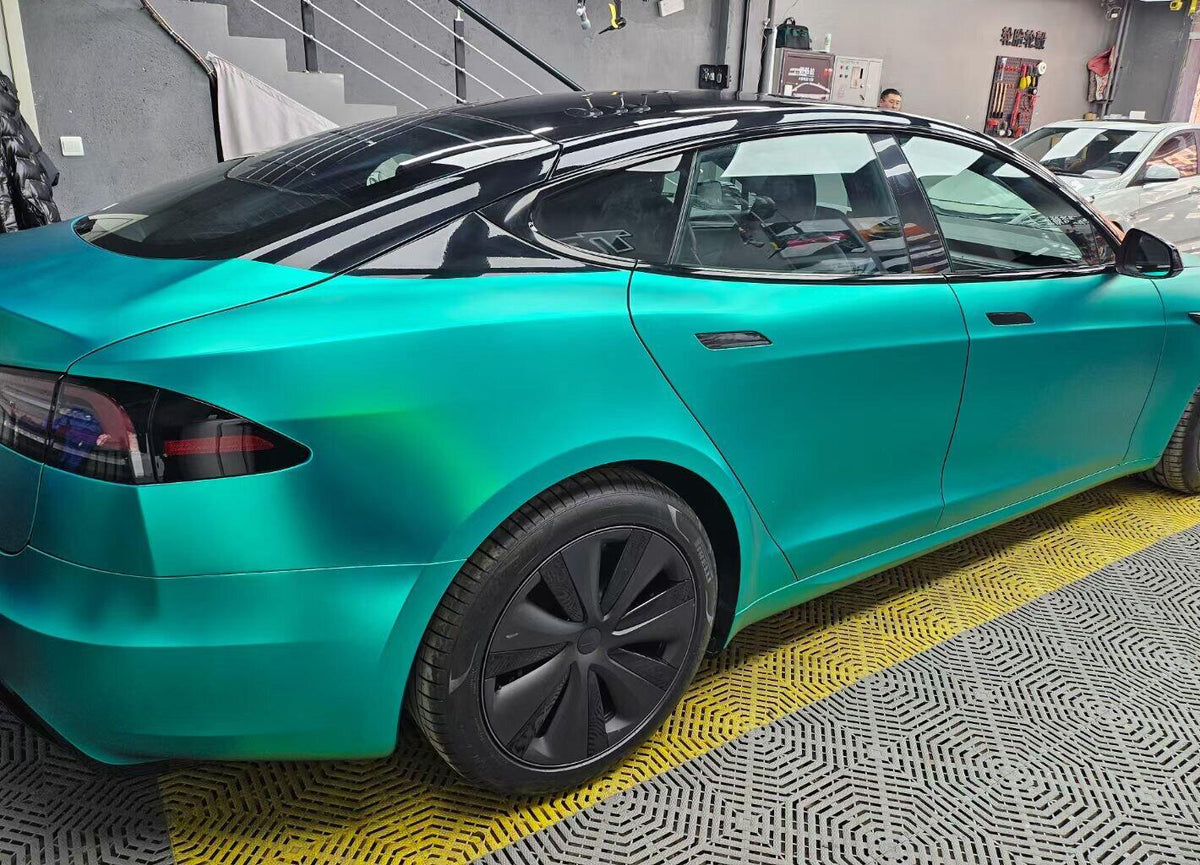 Mallcas™ Satin Chrome Mint Blue Vinyl Wrap (PET Liner)