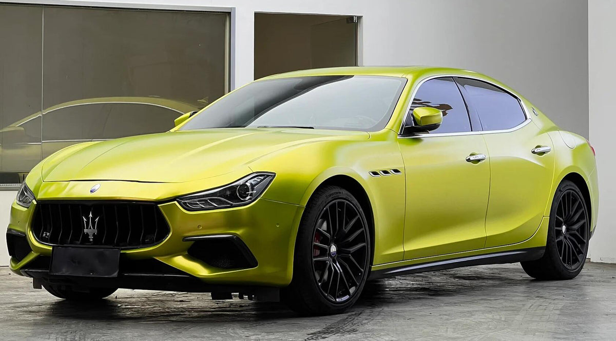 Mallcas™ Satin Metallic Lemon Green Vinyl Wrap (PET Liner)