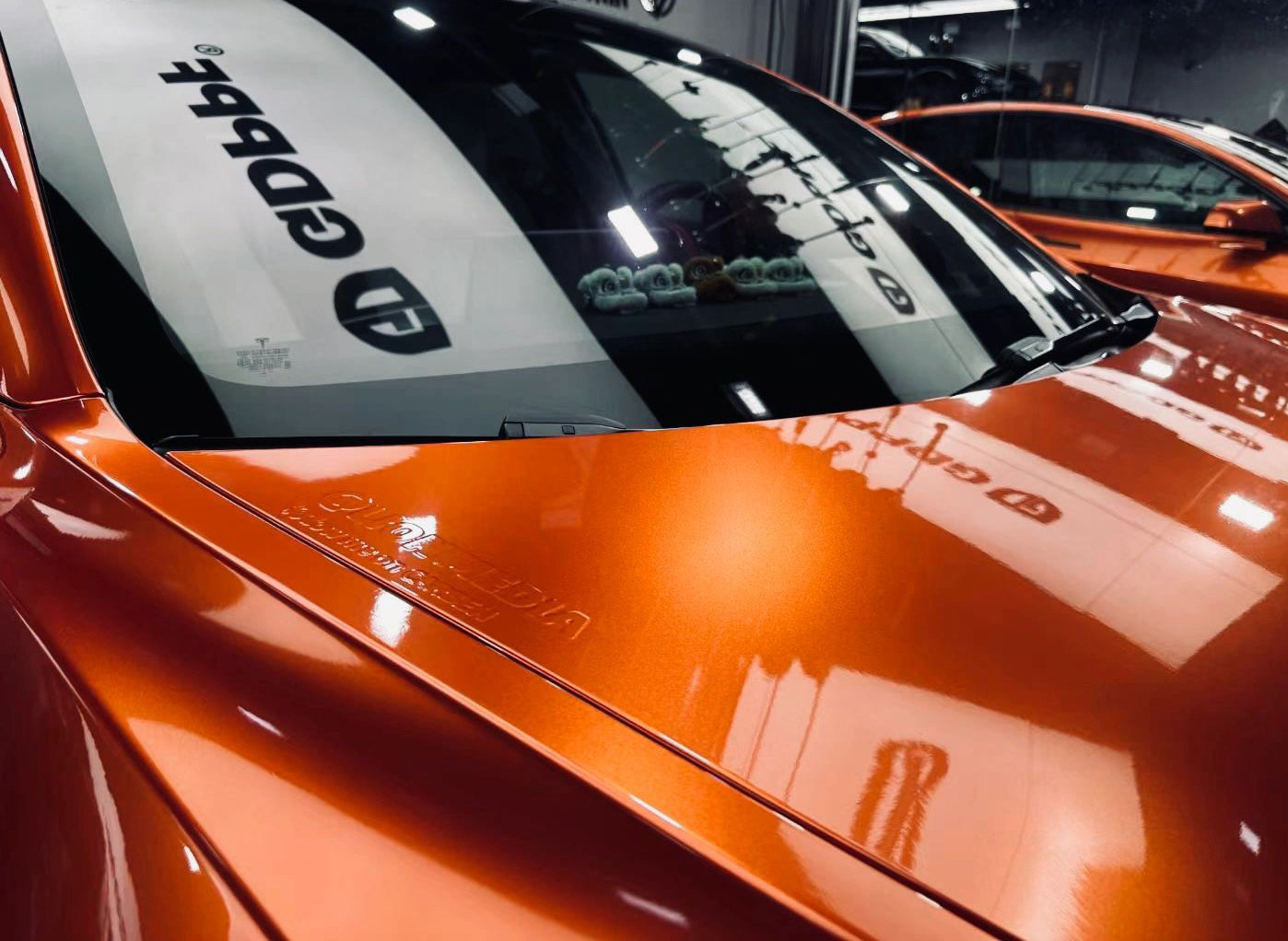 Mallcas™ Glossy Metallic Gulf Orange Vinyl Wrap (PET Liner)