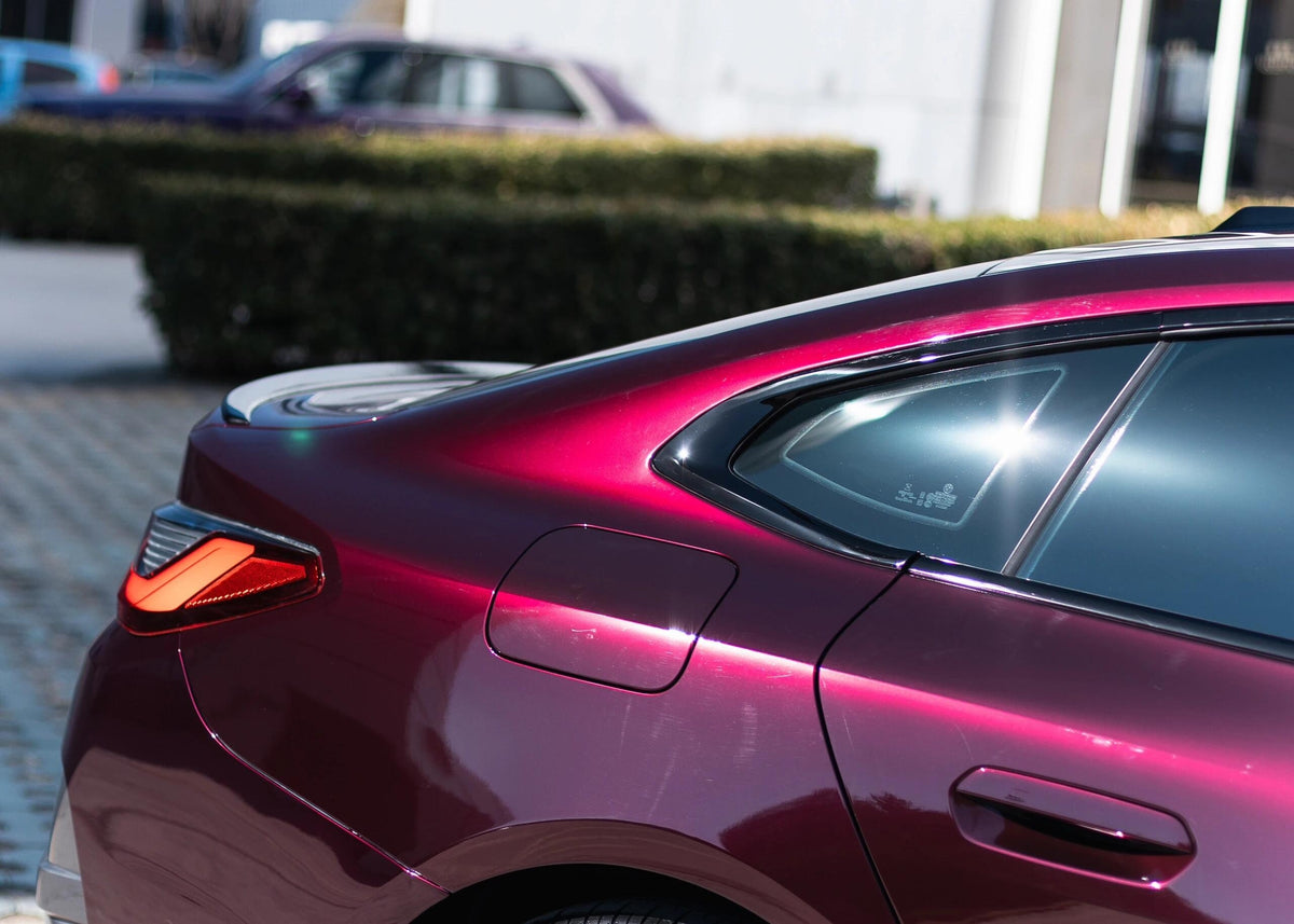Mallcas™ Glossy Metallic Cube Red Vinyl Wrap (PET Liner)