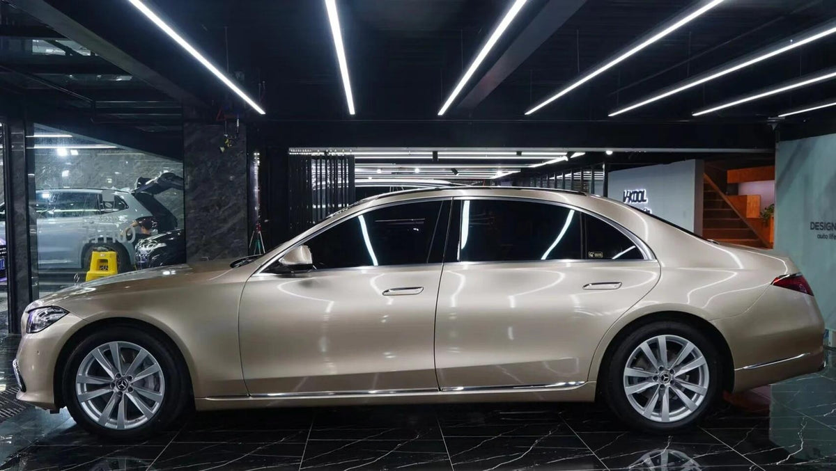 Mallcas™ Glossy Metallic Coral Gold Vinyl Wrap (PET Liner)