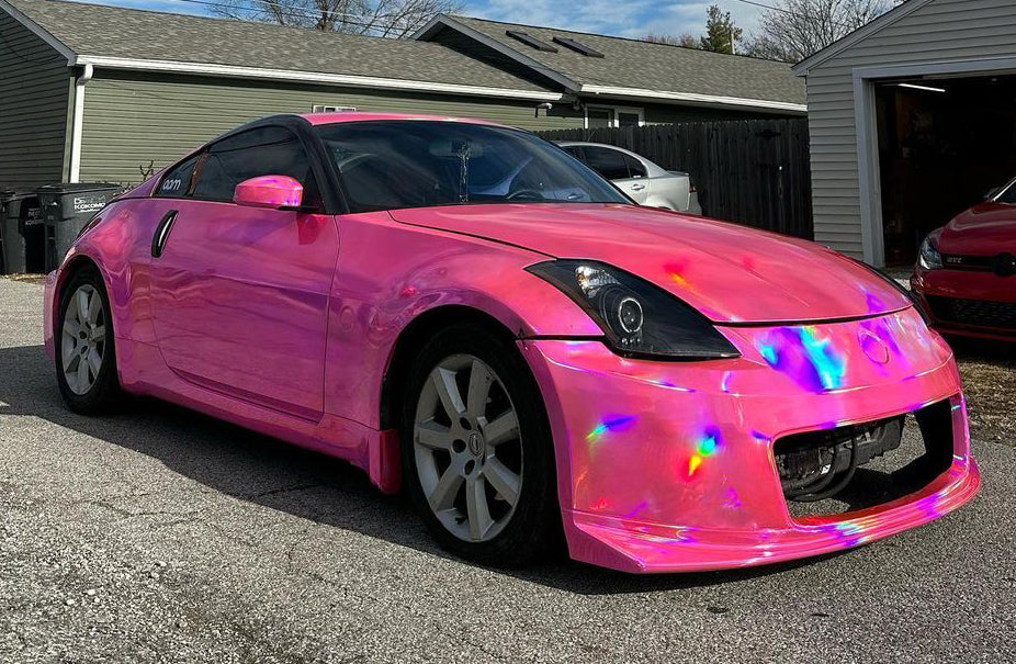 Mallcas™ Holographic Chrome Pink Venom Vinyl wrap (PET Liner)