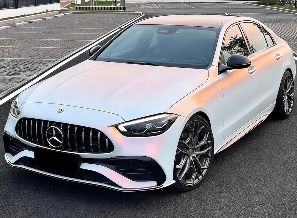 Mallcas™ Matte Technology White Orange Vinyl Wrap (PET Liner)