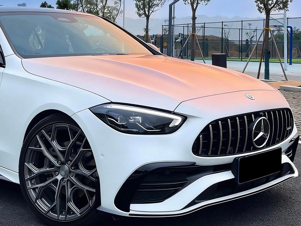 Mallcas™ Matte Technology White Orange Vinyl Wrap (PET Liner)