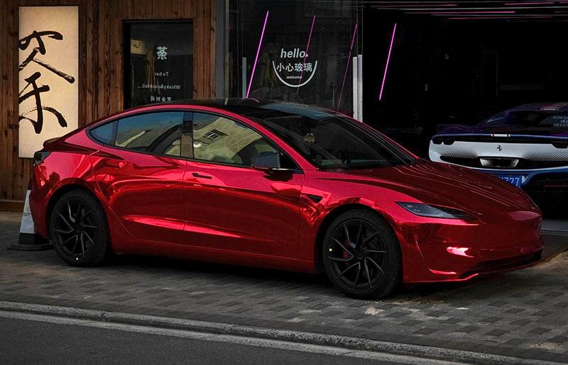 Mallcas™ Mirror Chrome Cherry Red Vinyl Wrap (PET Liner)