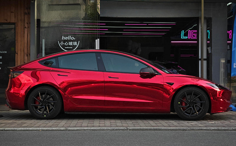Mallcas™ Mirror Chrome Cherry Red Vinyl Wrap (PET Liner)