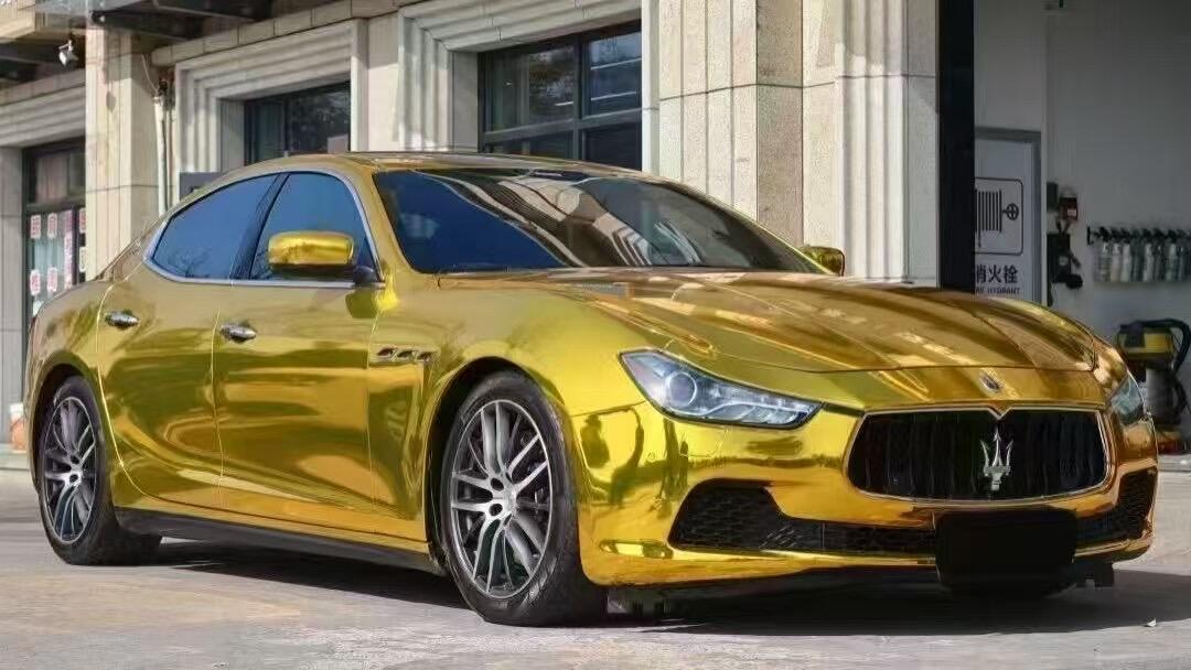 Mallcas™ Mirror Chrome Yellow Gold Vinyl Wrap (PET Liner)