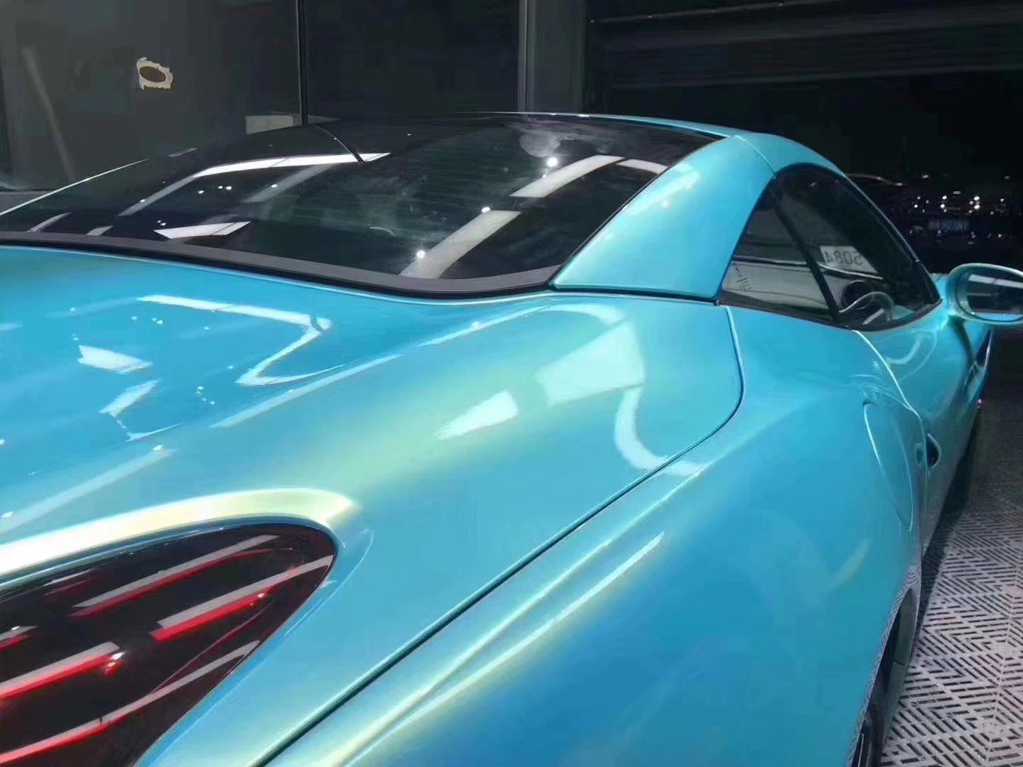 Mallcas™ Glossy Candy Metallic Neon Ice Blue Vinyl Wrap (PET Liner)