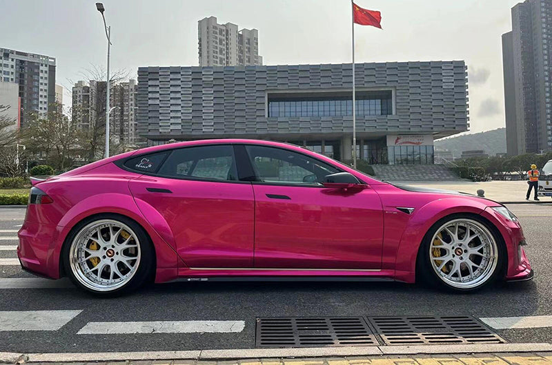 Mallcas™ Glossy Metallic Raspberry Pink Vinyl Wrap (PET Liner)