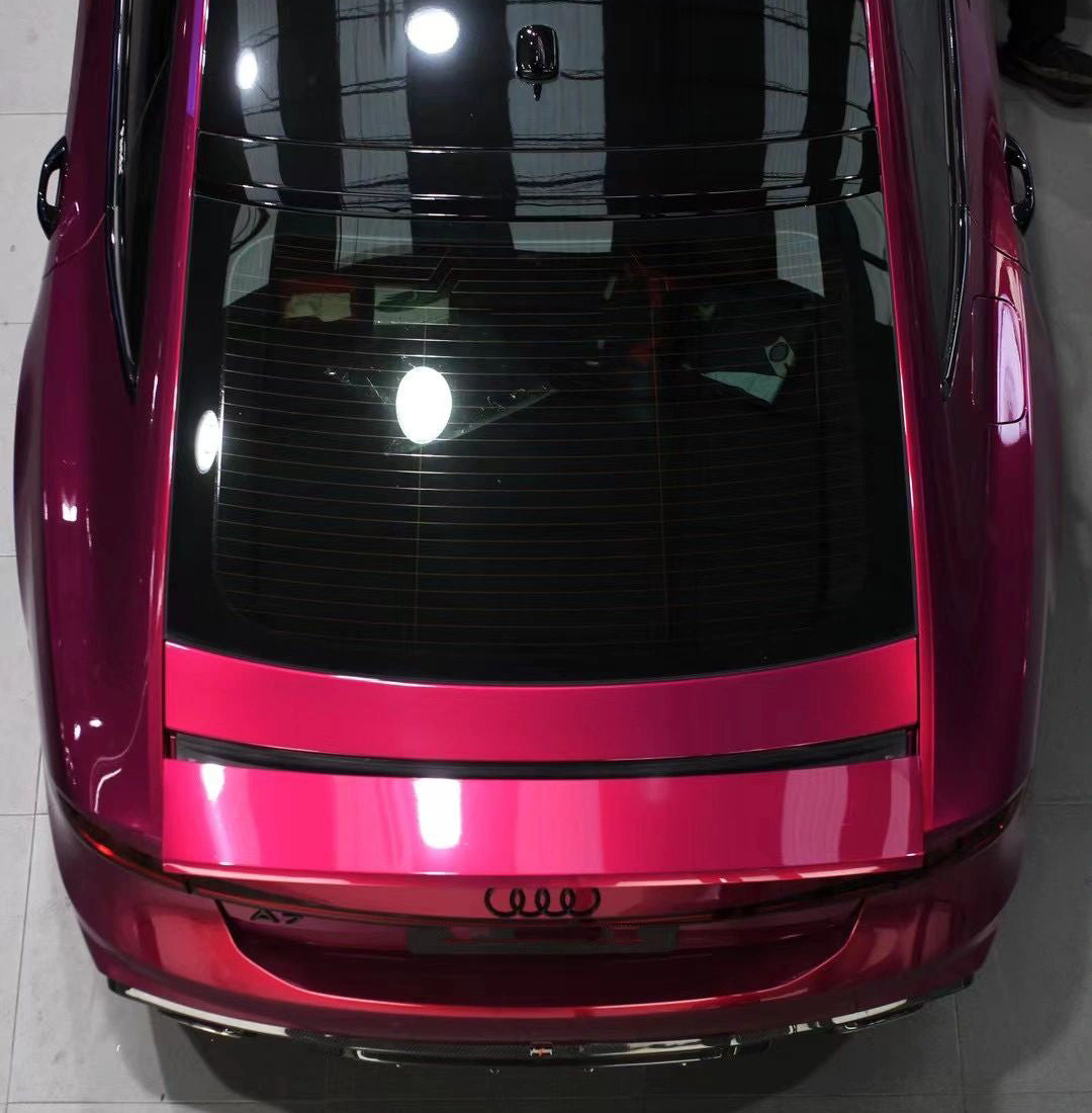Mallcas™ Glossy Metallic Glass Tower Red Vinyl Wrap (PET Liner)