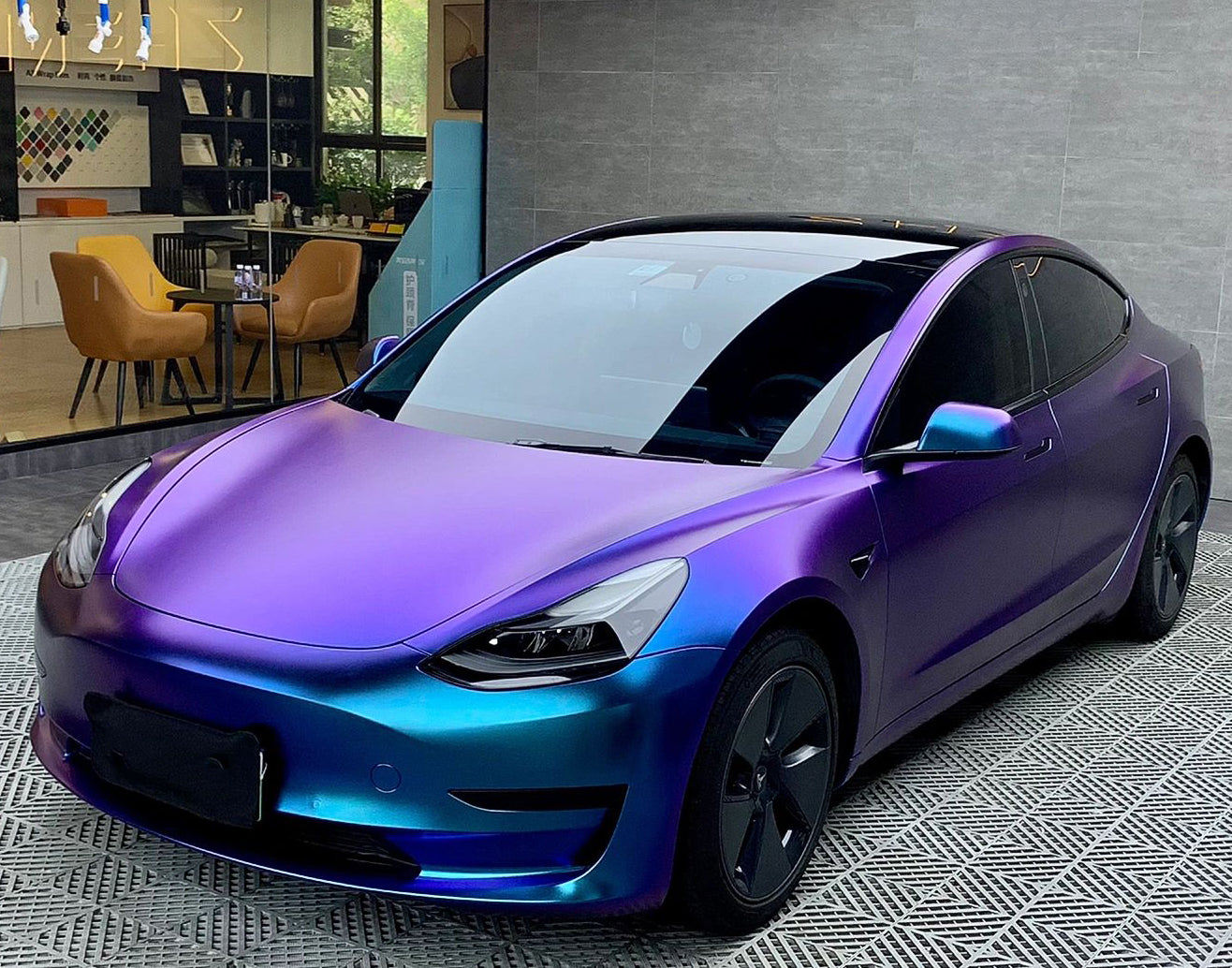 Mallcas™ Matte Diamond Purple Blue Vinyl Wrap