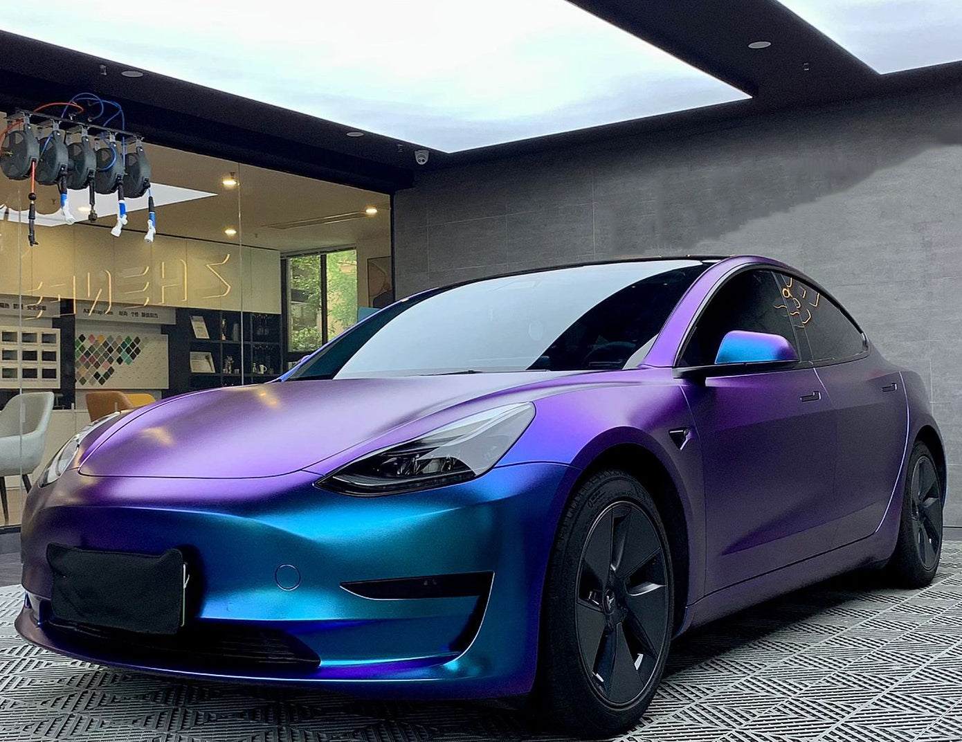 Mallcas™ Matte Diamond Purple Blue Vinyl Wrap