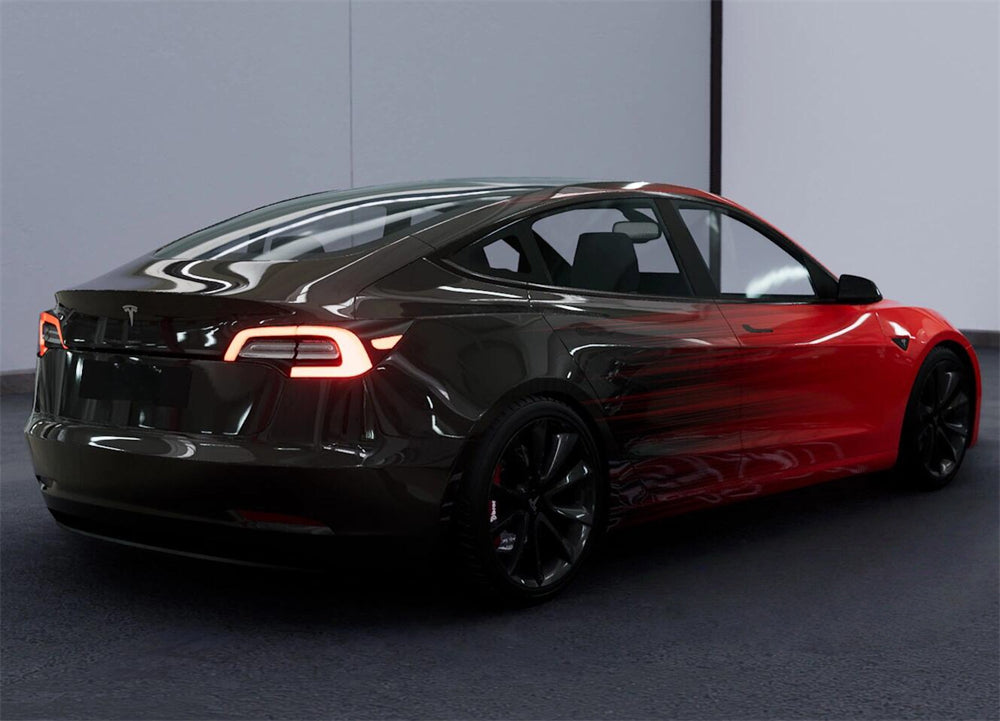 Mallcas™ Black to Red Custom Printed Vinyl Wrap