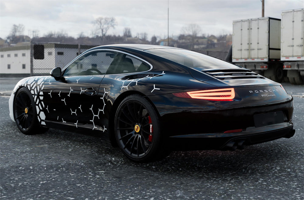 Mallcas™ Black white Honeycomb Custom Printed Vinyl Wrap