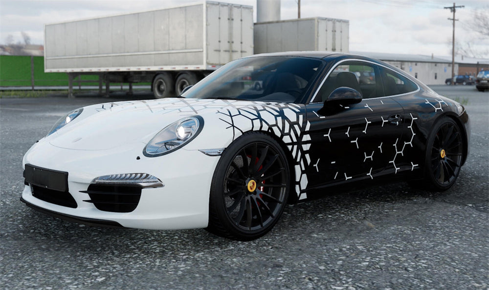 Mallcas™ Black white Honeycomb Custom Printed Vinyl Wrap