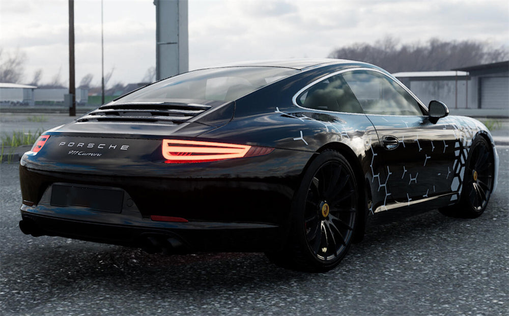 Mallcas™ Black white Honeycomb Custom Printed Vinyl Wrap