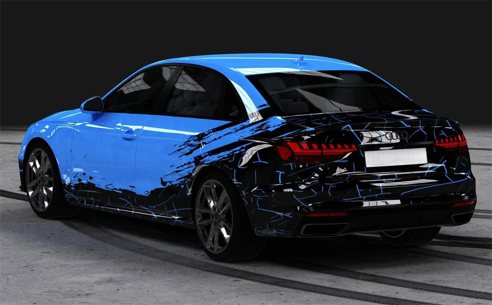 Mallcas™ Black Blue Ink Splash Custom Printed Vinyl Wrap