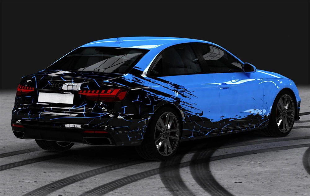 Mallcas™ Black Blue Ink Splash Custom Printed Vinyl Wrap