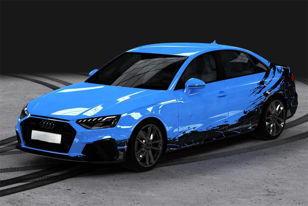 Mallcas™ Black Blue Ink Splash Custom Printed Vinyl Wrap