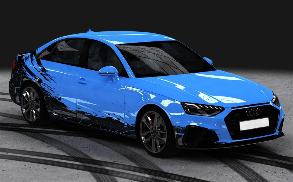 Mallcas™ Black Blue Ink Splash Custom Printed Vinyl Wrap