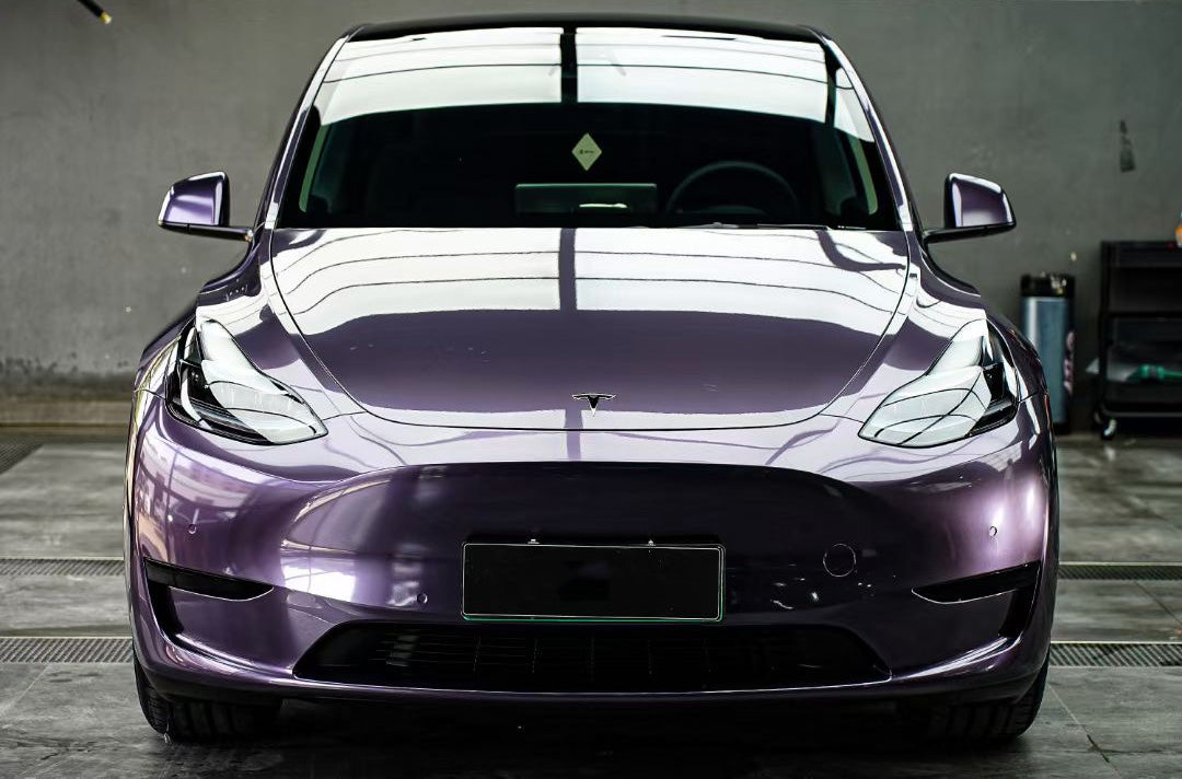 Mallcas™ Glossy Metallic Violet Grey Vinyl Wrap (PET Liner)