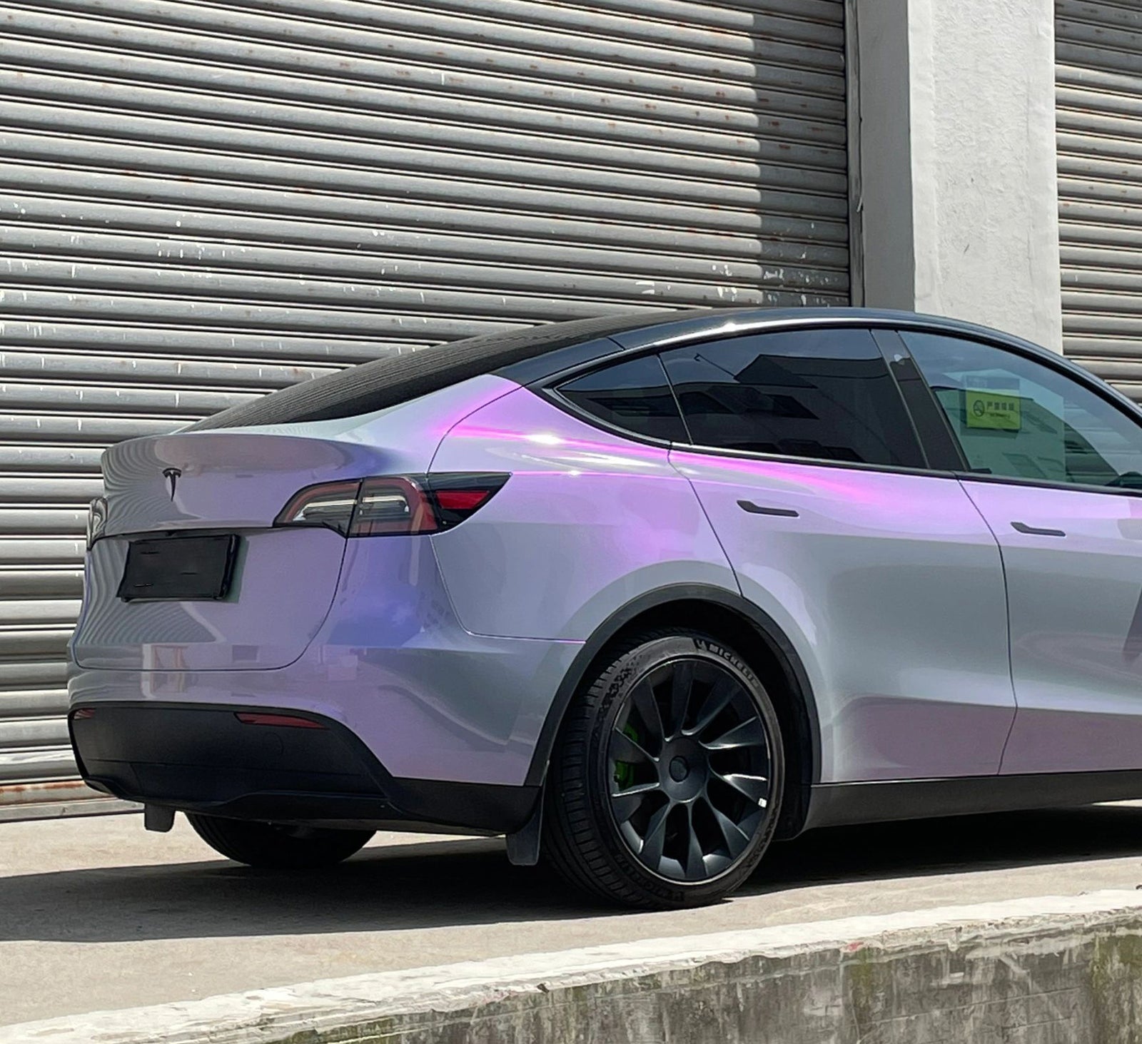 Mallcas™ Glossy Candy Metallic Gray Purple Vinyl Wrap (PET Liner)