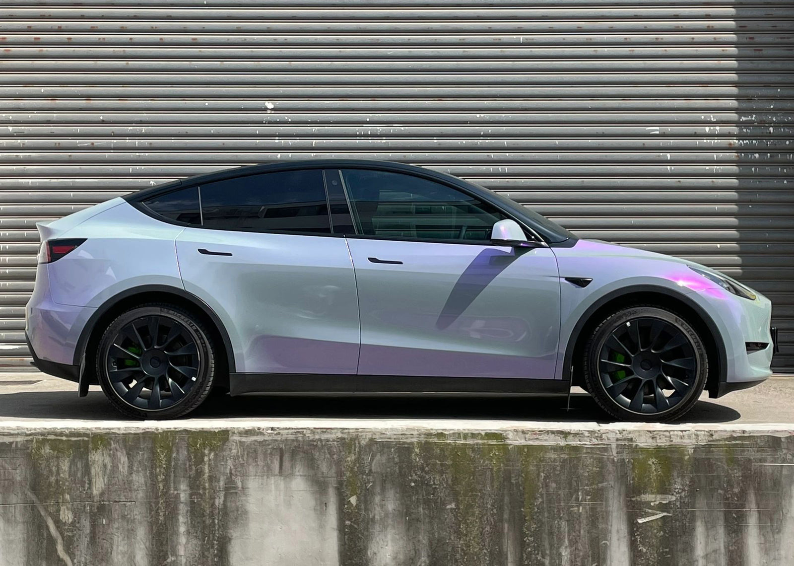 Mallcas™ Glossy Candy Metallic Gray Purple Vinyl Wrap (PET Liner)