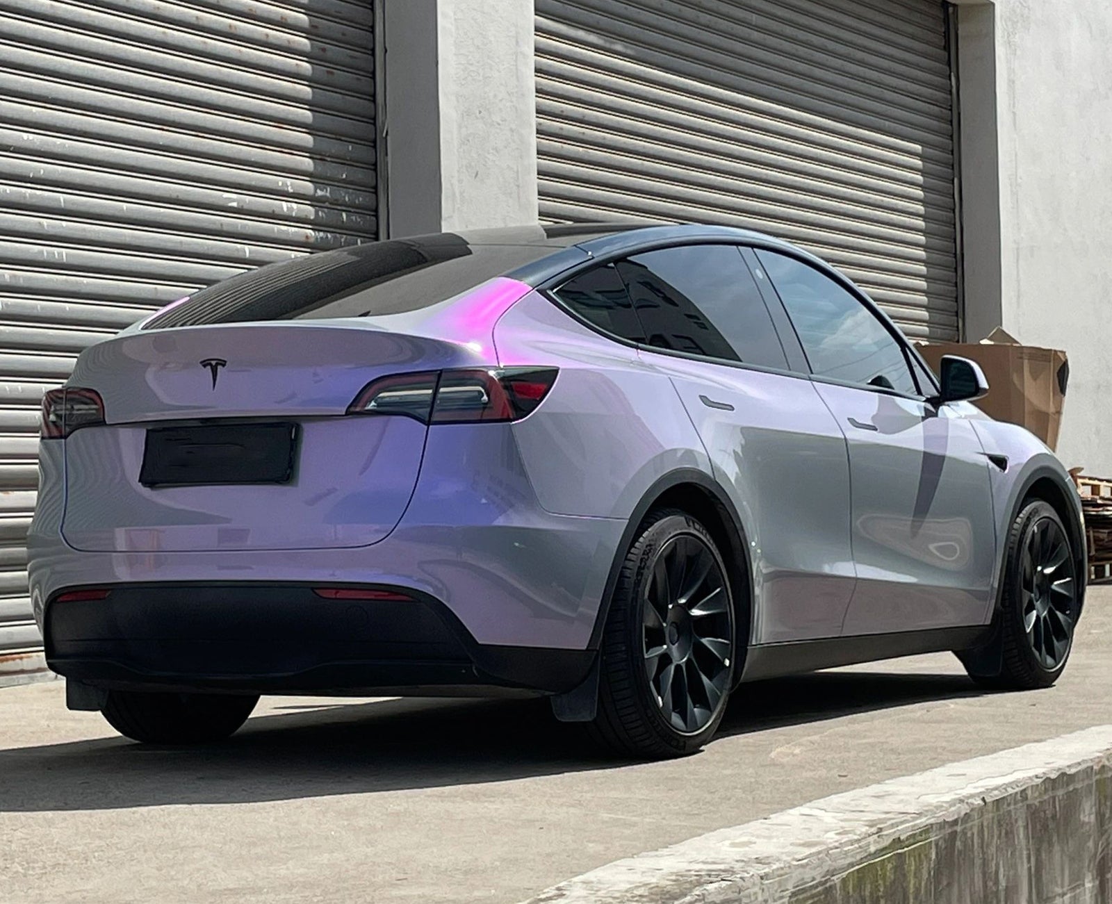 Mallcas™ Glossy Candy Metallic Gray Purple Vinyl Wrap (PET Liner)