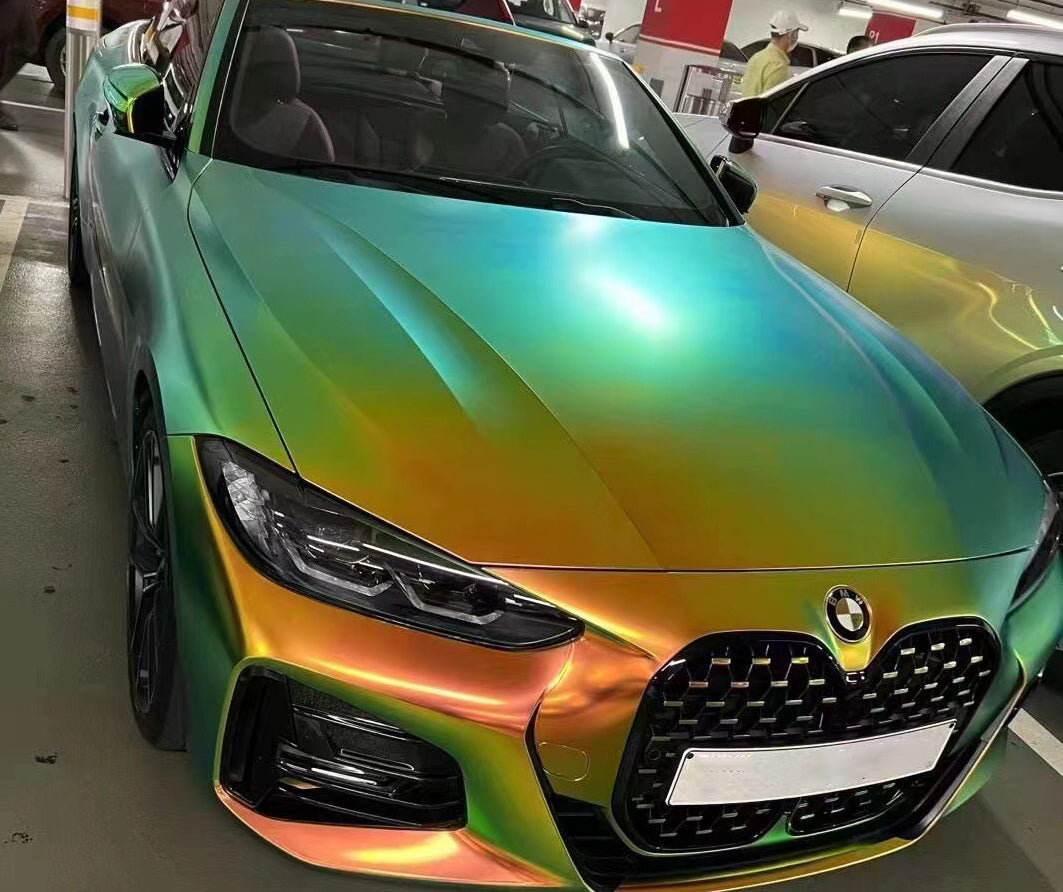 Mallcas™ Matte Rainbow Chrome Green Vinyl Wrap (PET Liner)