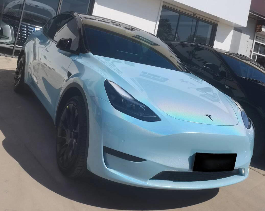 Mallcas™ Glossy Iridescent Sea Blue Vinyl Wrap (PET Liner)