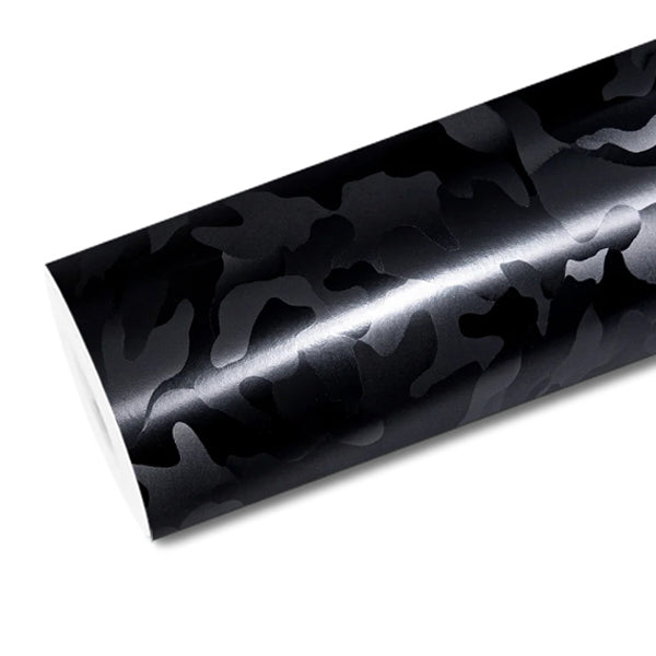 Mallcas™ Camouflage Black Carbon Fiber Vinyl Wrap (PET Liner)