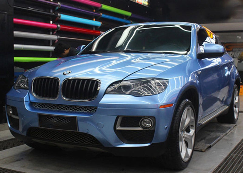 Mallcas™ Glossy Metallic Mist Blue Vinyl Wrap (PET Liner)