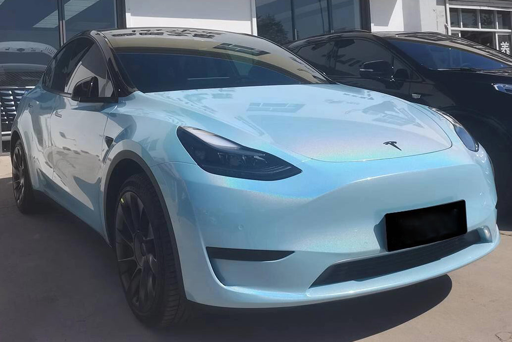 Mallcas™ Glossy Iridescent Sea Blue Vinyl Wrap (PET Liner)