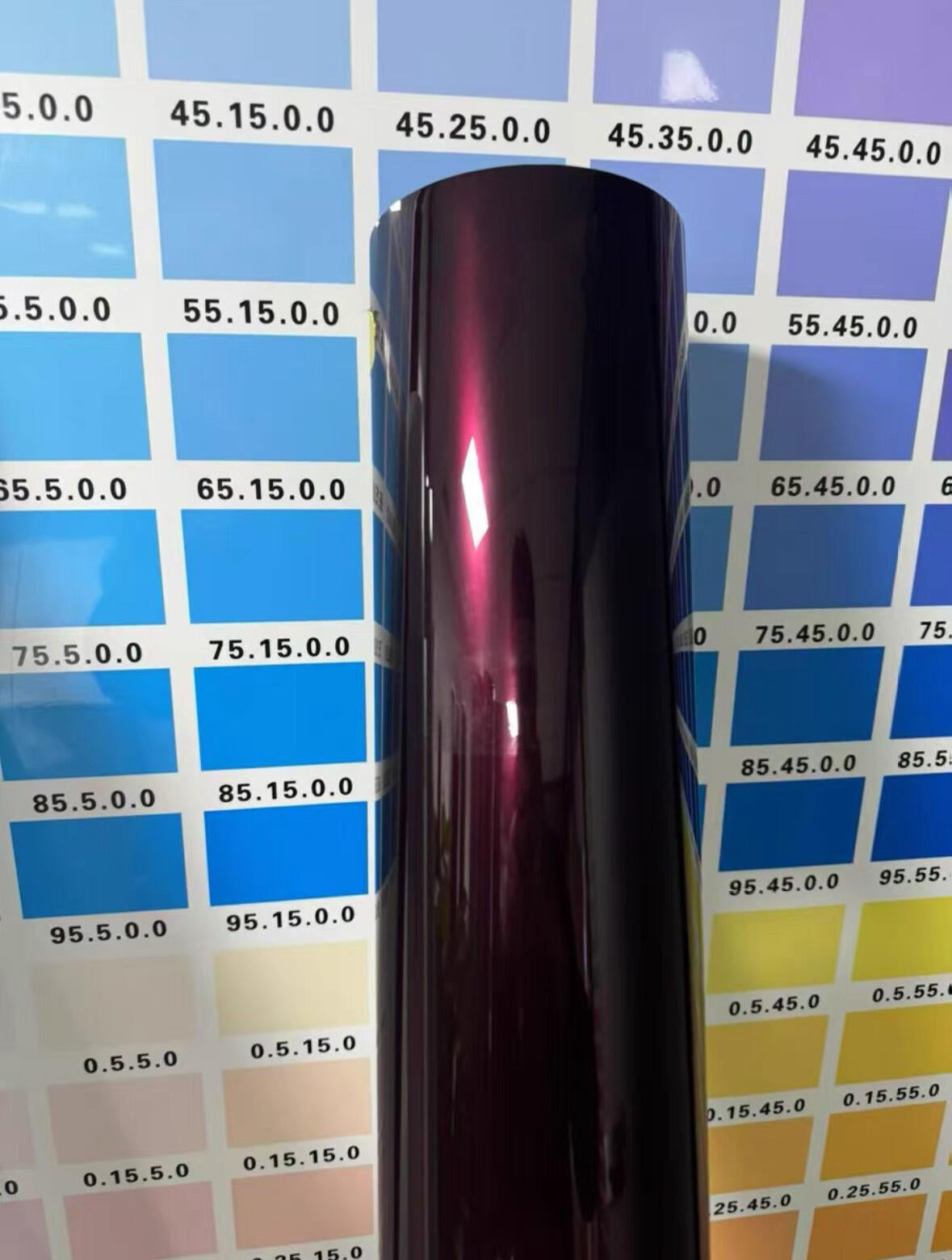 Mallcas™ Glossy Metallic Vitreous Black Red Vinyl Wrap (PET Liner) Plum Purple/Blood Moon