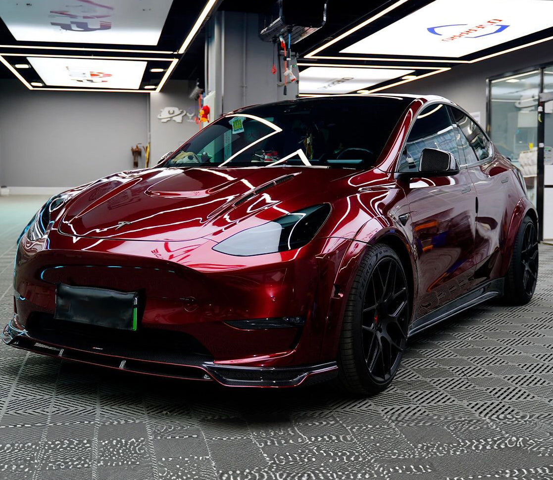 Mallcas™ Glossy Liquid Metallic Dragon Blood Red Vinyl Wrap (PET Liner)